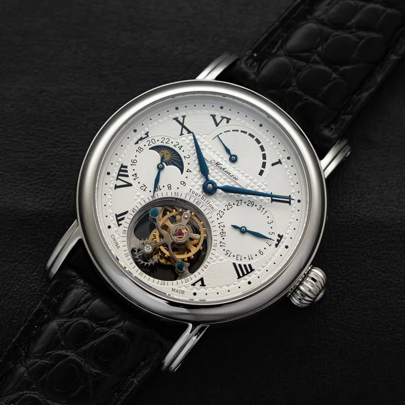 Многофункциональные мужские часы s Pilot Real Tourbillon с календарем Moonphase, механические мужские часы ST8007 Tourbillon, модные часы