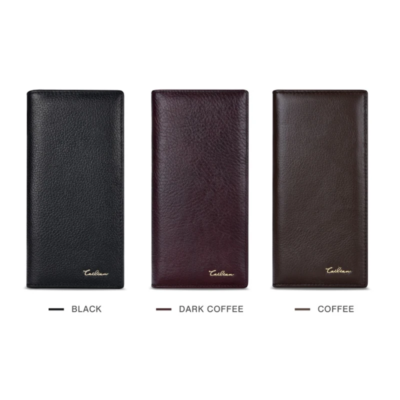 

FACTOO Men's Wallet Card Holder High Capacity Original Cowhide Fashion Money Bag Male Genuine Leather Zipper Fold Long Purse