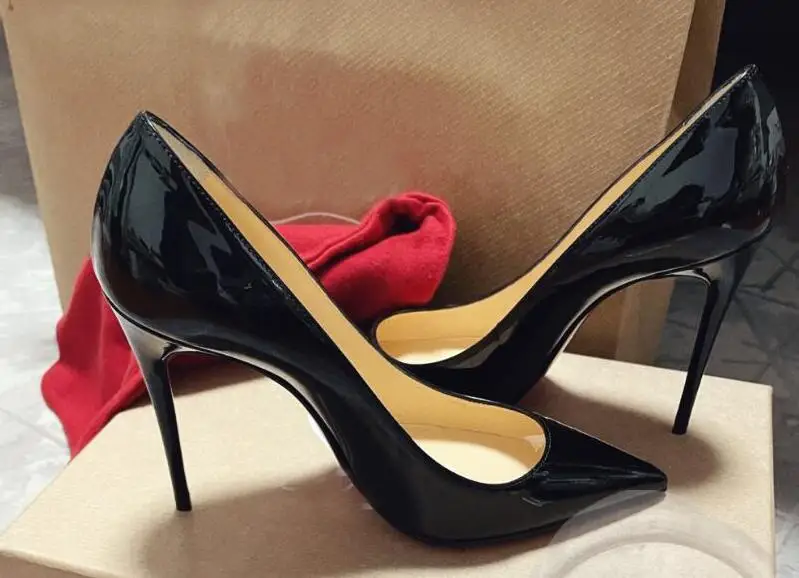 

New Brand Classic Kate Pumps Women High Heel Shoes Red 8/10/12CM Bottom High Ladies Patent Leather Wedding Shoes Red Dust Bag