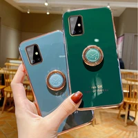 plating ring holder silicone phone case for samsung galaxy s20 fe s21 plus ultra 5g s10 lite s9 note 20 ultra 10 8 9 stand cover