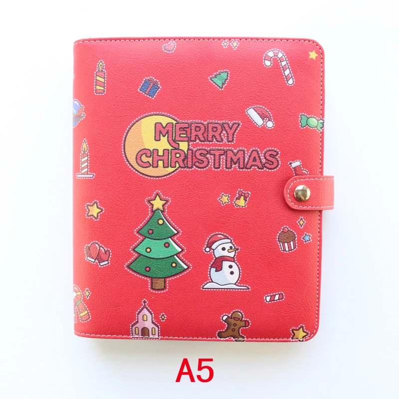 Domikee cute leather hardcover 6 rings binder planner agenda organizer office school refillable spiral notebooks stationery A5A6 - Цвет: A5 red