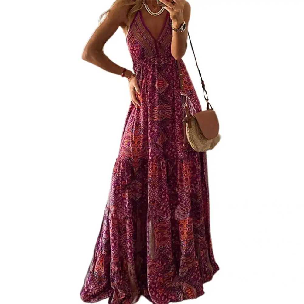 

Sexy Popular Backless Ruffled Hem Dress Dress Summer Dress Loose for Beach