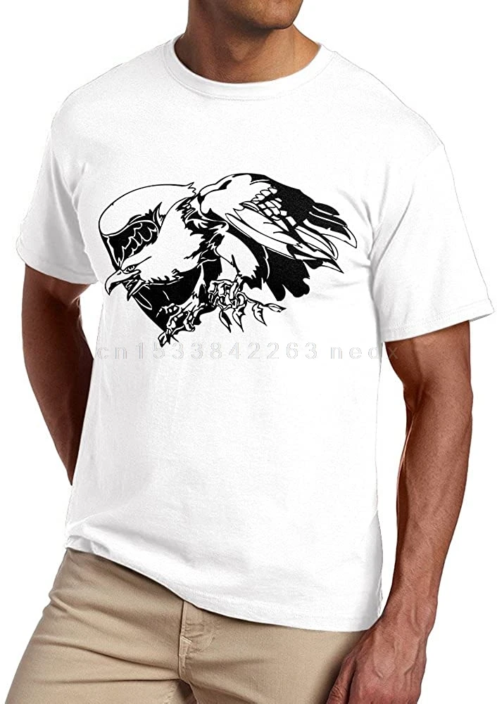 

Male Monochrome Eagle Pattern White Crew Neck T-Shirt Hot Sales Summer Cool T Shirt 2022 Pure Cotton Short Sleeve Tshirt