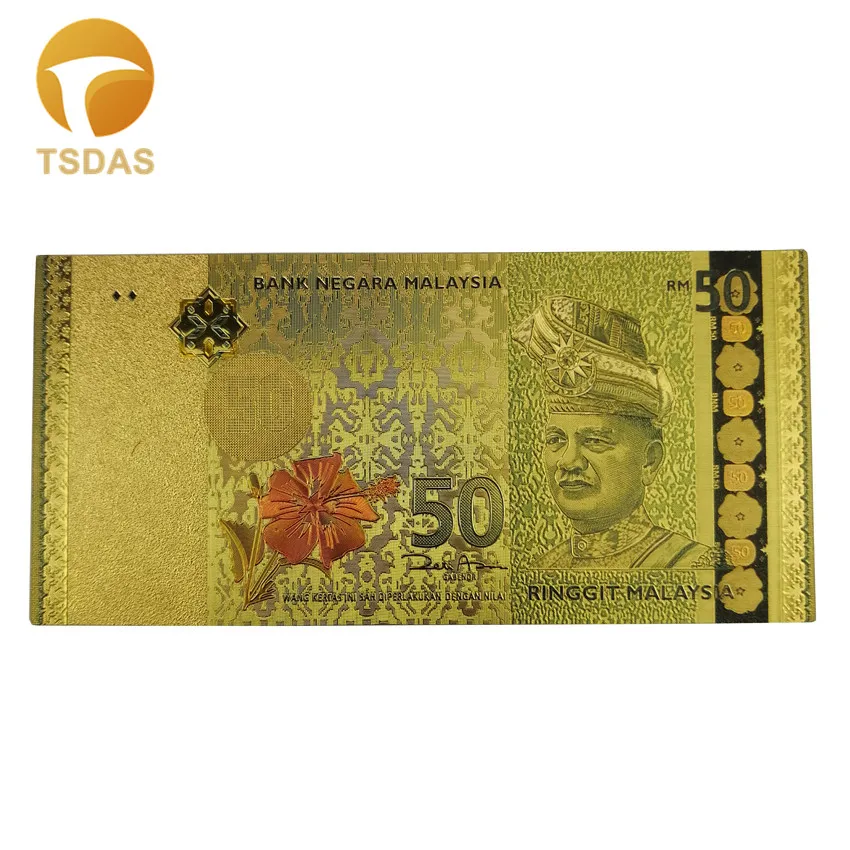 Малазийская Золотая фольга для банкнот 50 мелодий банкноты деловых подарков и