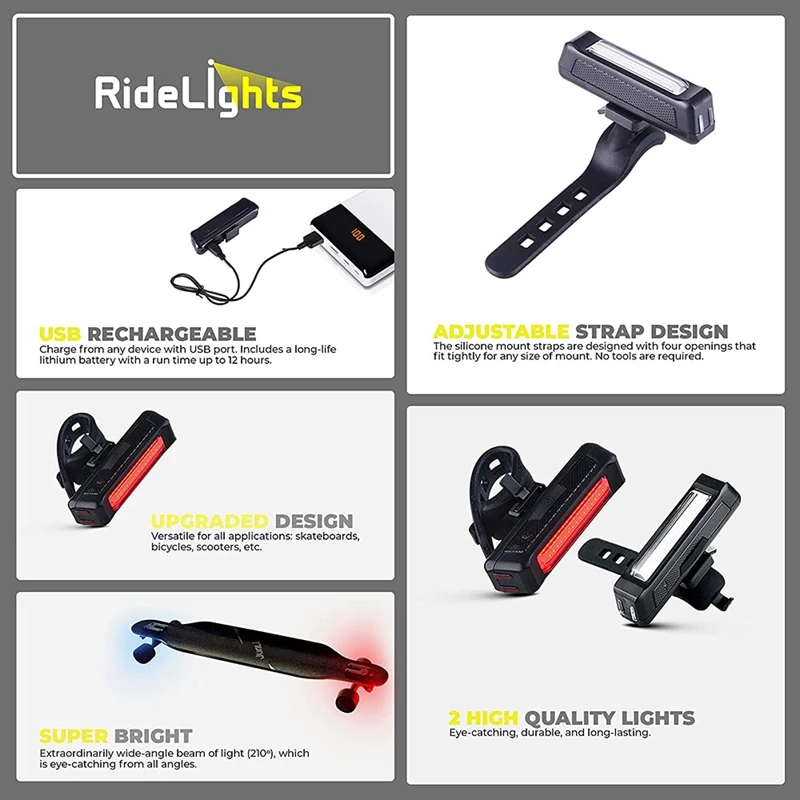 Велосипедные фонари с зарядкой от USB идеально подходят для фонарей скейтборда
