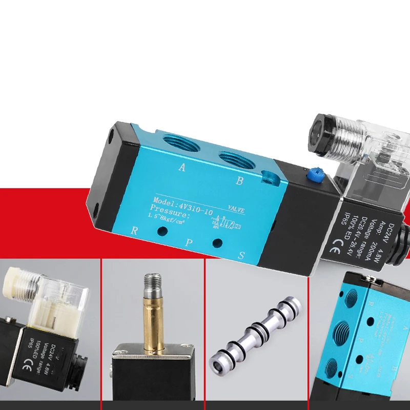 Пневматический электромагнитный клапан 5 портов способов 2 положения 8 мм 10 12