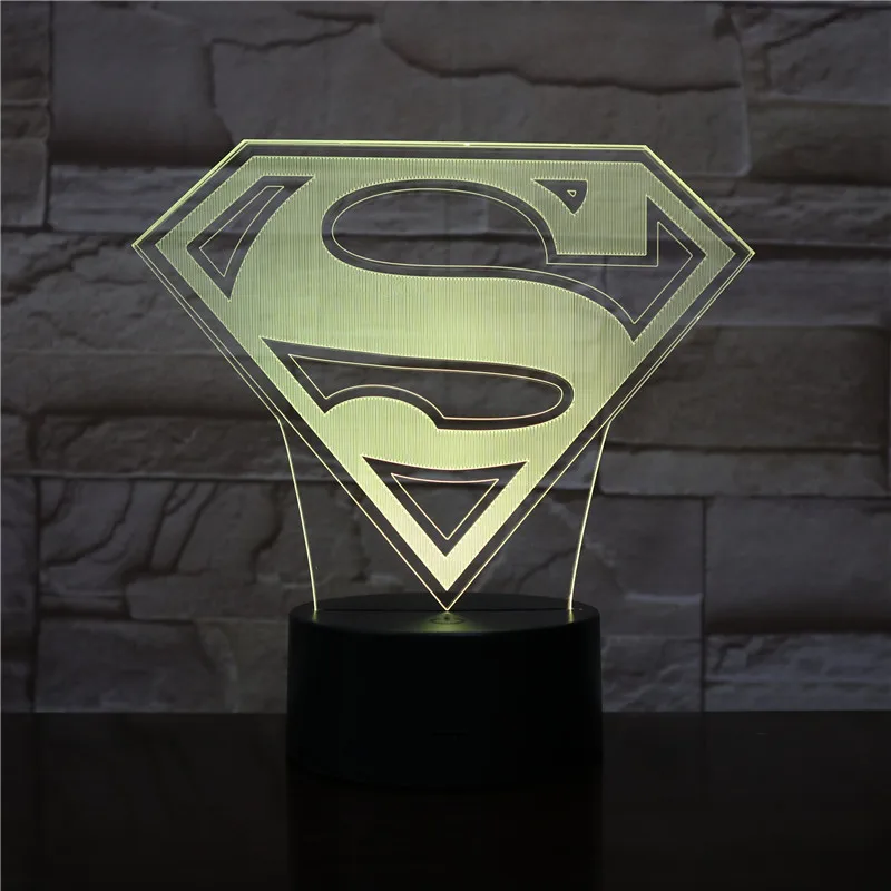 Супермен Бэтмен Логотип Usb 3d Led ночник мультфильм супергерой Мальчики Дети