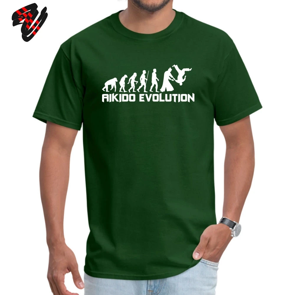 Aikido Evolution хлопковая ткань мужские футболки с короткими рукавами уличные футболки на День отца Топ для отдыха футболка простой с круглым воротом Футболка - Цвет: Dark Green