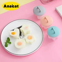 anaeat 4 pcsset plastic egg poacher set kitchen egg cooker tools egg mold form with lid brush pancake