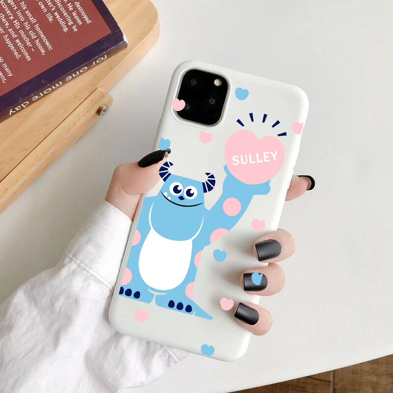 

Cartoon monster Phone Case For iPhone 12 11 Pro XS MAX 7 XR X 8 6 Plus Soft White Cover Fundas