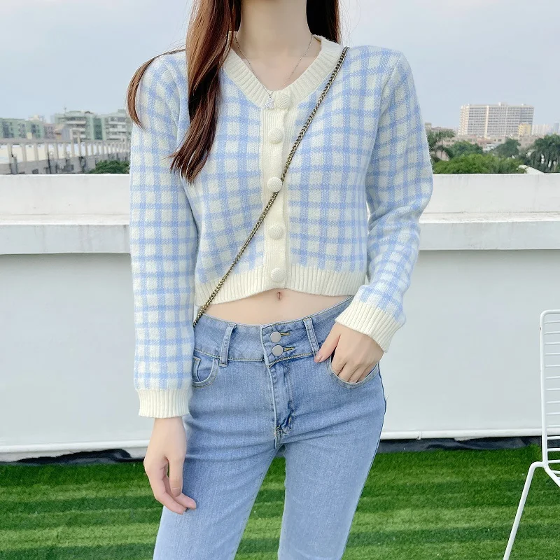 

Демисезонный кардиган, свитер, женские корейские короткие вязаные женские кардиганы, Кардиган с длинным рукавом, женский топ, кардиган для ...