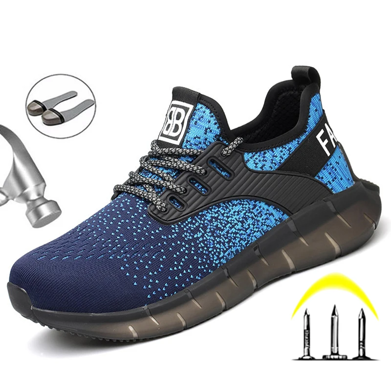 

Lightweight Mens Safety Shoes Steel Toe Work Shoes Men Puncture-Proof Work Safety Boots Breathable Work Sneakers Indestructible