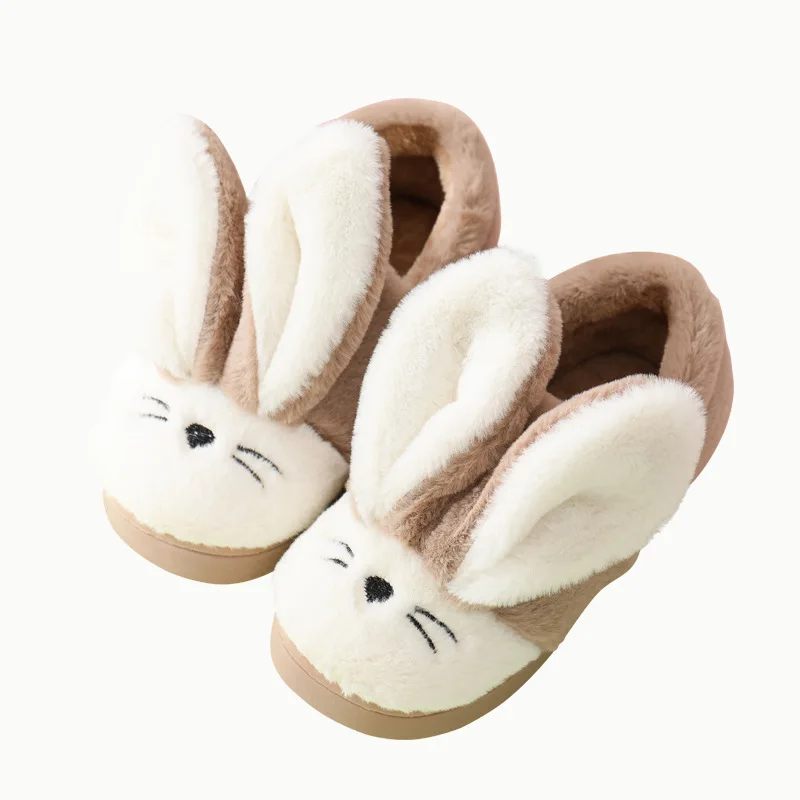 

2020 Autumn Winter New Children Cartoon Rabbit Bag Root Cotton Slippers Warm Middle Children Indoor Furniture Cotton Slippers