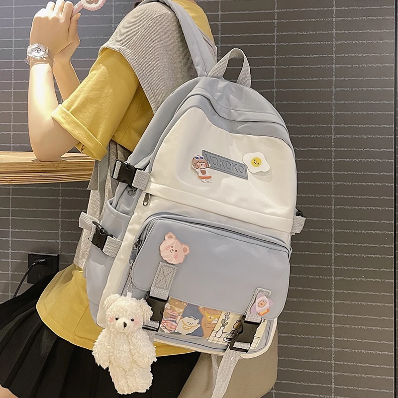 Водонепроницаемый нейлоновый женский рюкзак контрастных цветов Повседневная