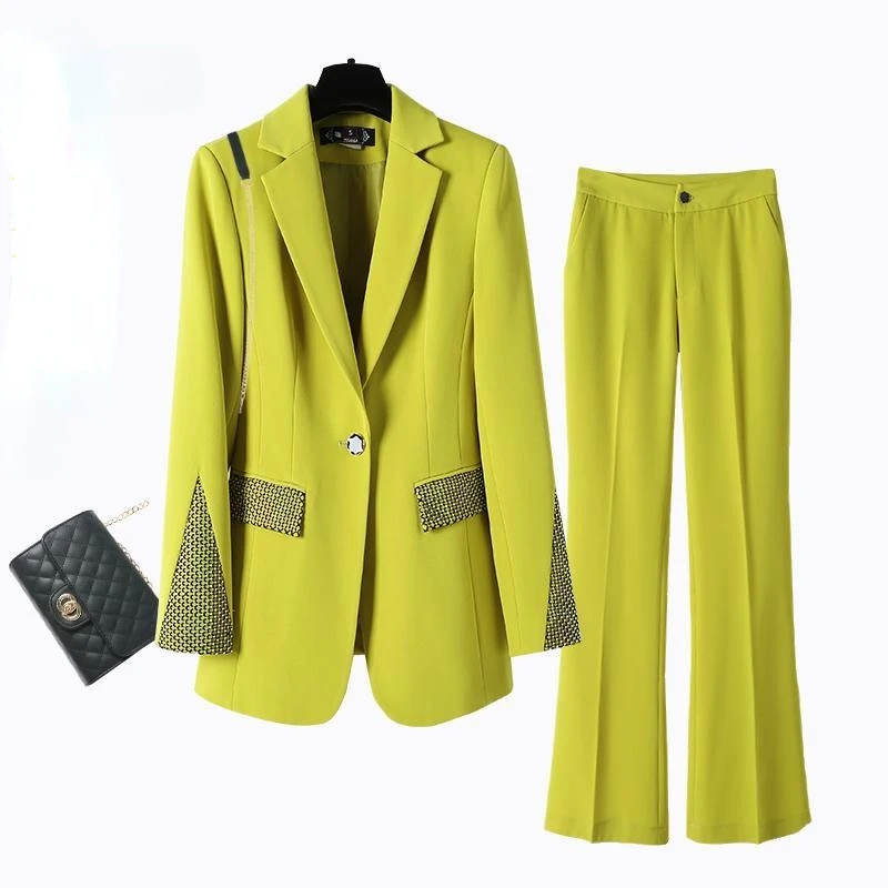 Green Suit Jacket Female Korean Style Design Sense Stitching Temperament Senior Professional Fashion Streetwear Suit Clothes S96