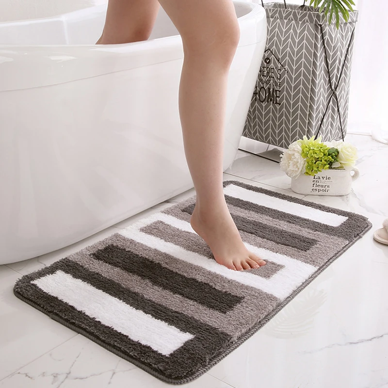 

Flocking Bath Mat Simple Square Doormat Home Furnishing Floor Mat For Entrance Door Bedroom Bathroom Water Absorbent Non-Slip