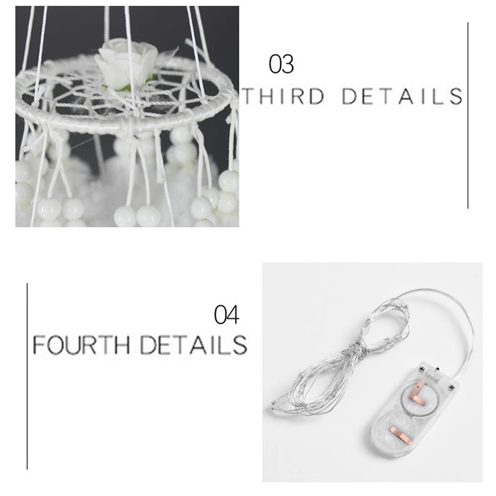 

Dream Chaser Dromenvanger LED Light Creative Gift Vintage Handmade Wind Chimes White Feather Home
