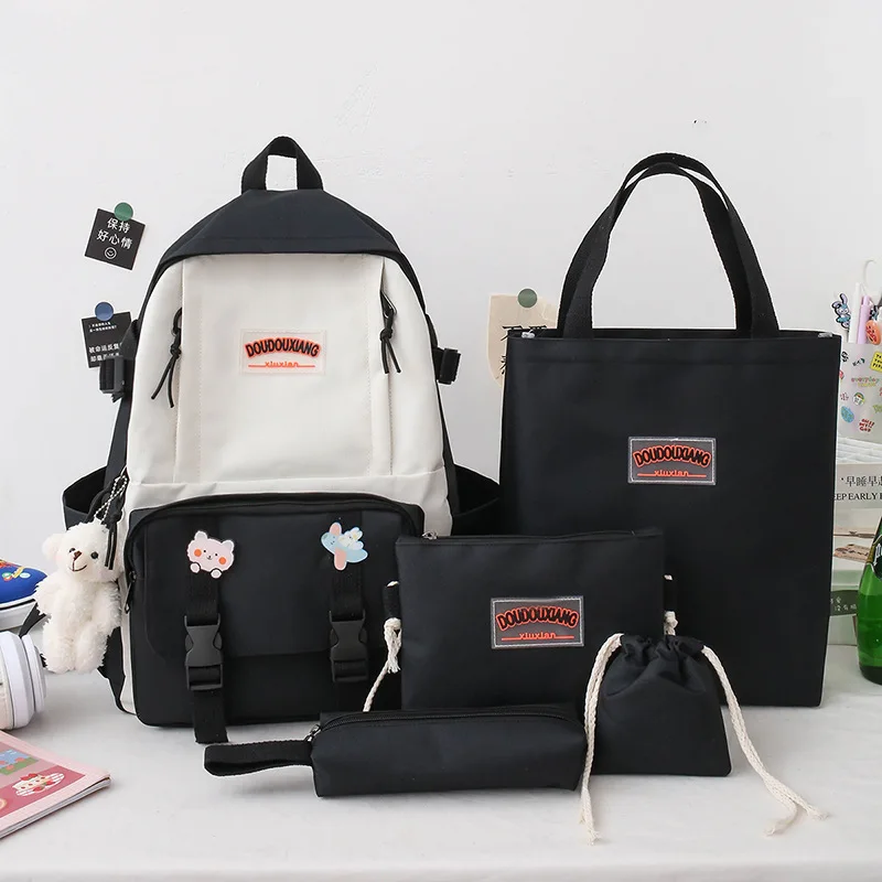 

5 Pcs Sets Backpack For Teenage Girls Large Capacity Women School bags Multifunctional Bookbag College Student Laptop Backpacks