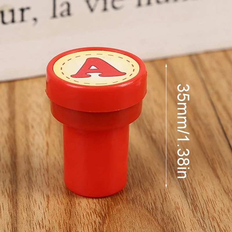 

26 Pcs Alphabets Round Stamp Seal Self Inking Scrapbooking Plate Ink Pad Stamper 4X7C