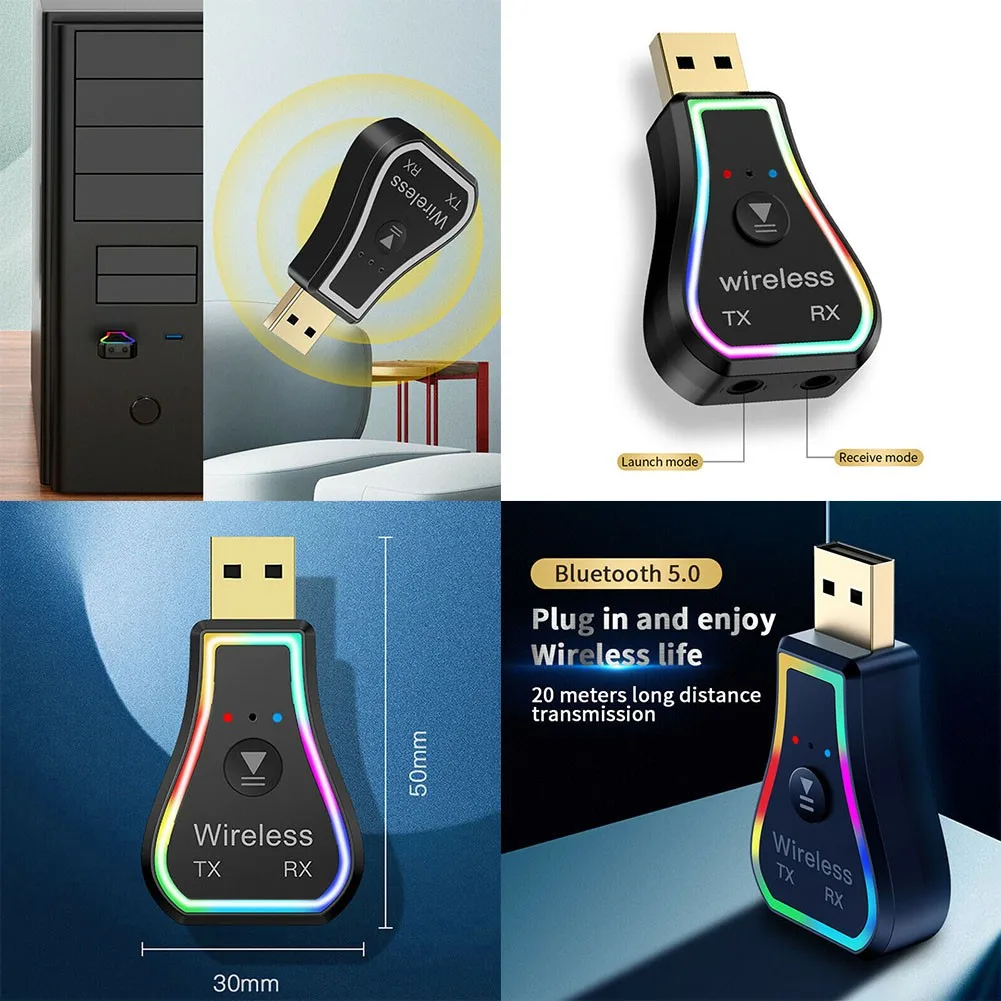 

Автомобильный Bluetooth-адаптер 2 в 1, цветная лампа для создания атмосферы, беспроводной аудиоприемник, аксессуары для интерьера автомобиля, USB
