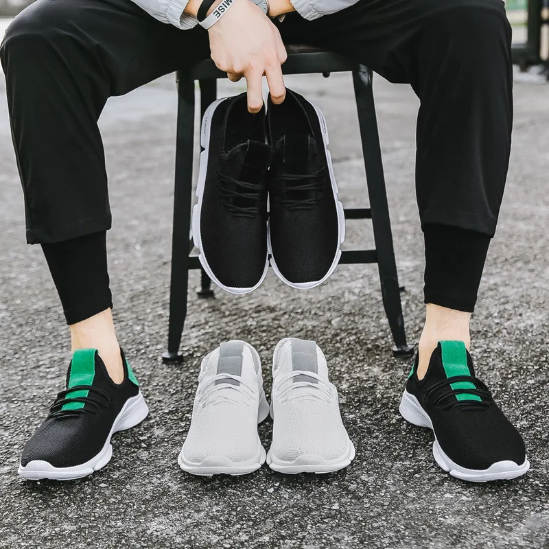 

Men Mesh Shoes Brand Fashion Men Casual Shoes Light Breathable Mesh Shoes Men Sneakers Lace Up Green White Black Male Shoes 2021