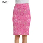 Женская юбка-карандаш KYKU, летняя романтичная офисная юбка с 3D-принтом сердечек, в Корейском стиле