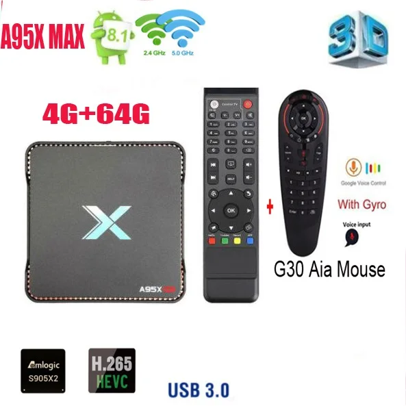 A95X MAX X2 Android 8 1 ТВ коробка 4 Гб 64 Amlogic S905X2 2 4G &amp 5G Wi-Fi BT4.2 1000 м поддержка жесткий диск