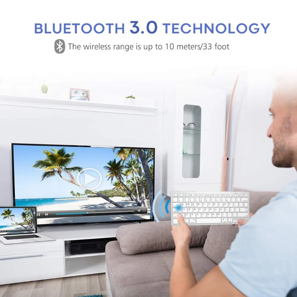 

Spanish Bluetooth Keyboard Wireless Spanish Keyboard for Mac iPad iPhone iOS Android Windows Smart TV