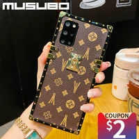 Musubo Luxury Square Genuine Leather Case For Samsung NOTE Case S21 S20 A71 S22 note Fashion Vintage Lattice Phone Cover