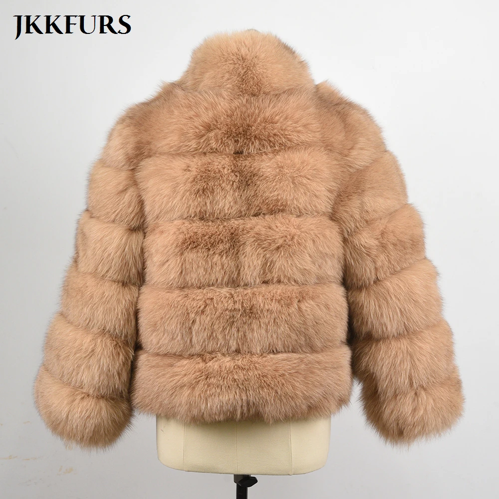 

New Arrivals Women's Real Fox Fur Coat Silver Fox Mix Black Fur Jacket Fashion Lady Natural Fur Outerwear Winter Warm S7863