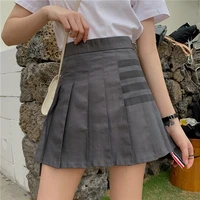 m 4xl college style striped pleated skirt female new summer student uniform dance skirt irregular tennis skirts