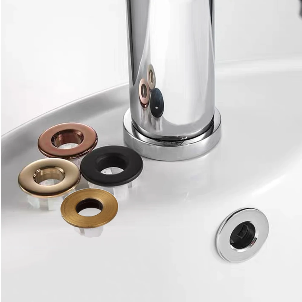 

Bathroom Basin Cover Sink Overflow Cover Round Hole Overflow Ceramic Sink Pots Copper Insert Chrome Basin Accessories