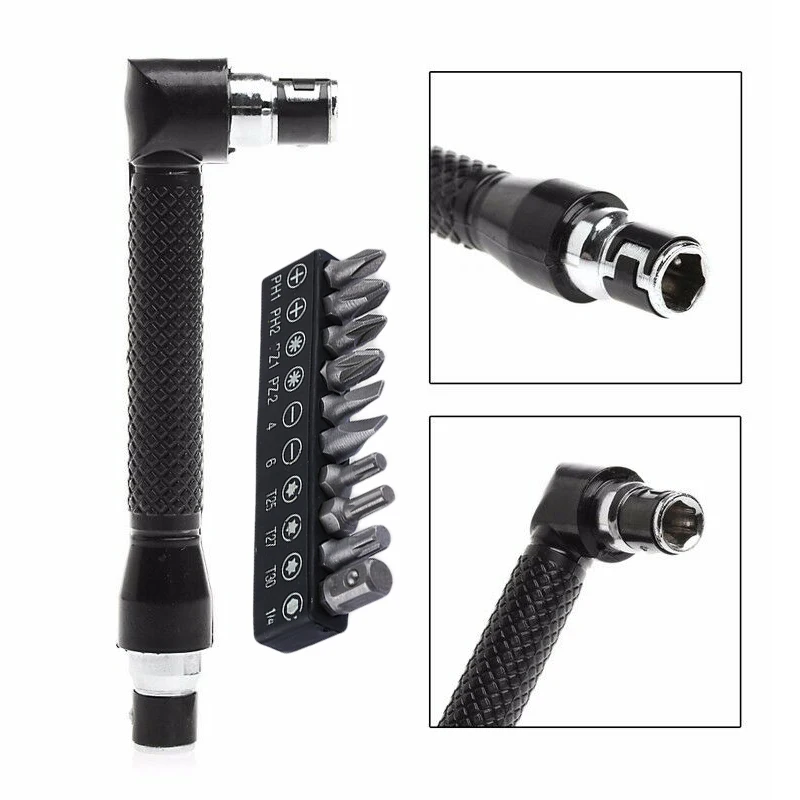 

Mini Carbon Steel L-Shape Dual Head Wrench W/ Screwdriver Bits DIY Repair Tools
