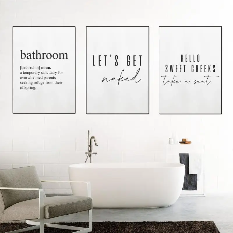 

Modern Minimalist Wall Art Toilet Bathroom Poster Hello Sweet Cheeks/Take A Seat/Bathroom Quote Print Canvas Painting Home Decor