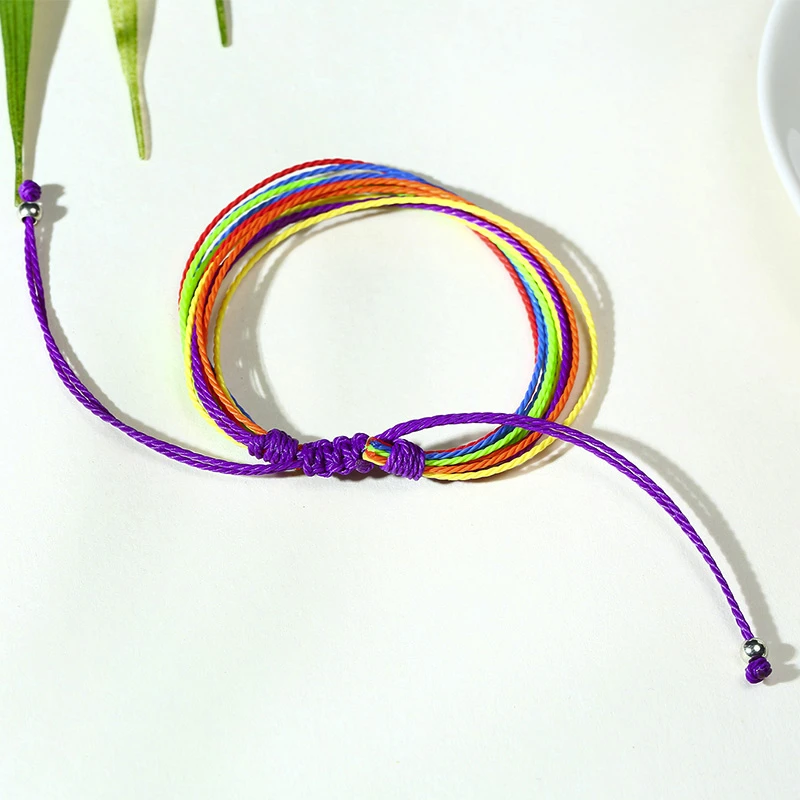 Браслет с радужным воском водонепроницаемый регулируемый ЛГБТ гордыня гей парад