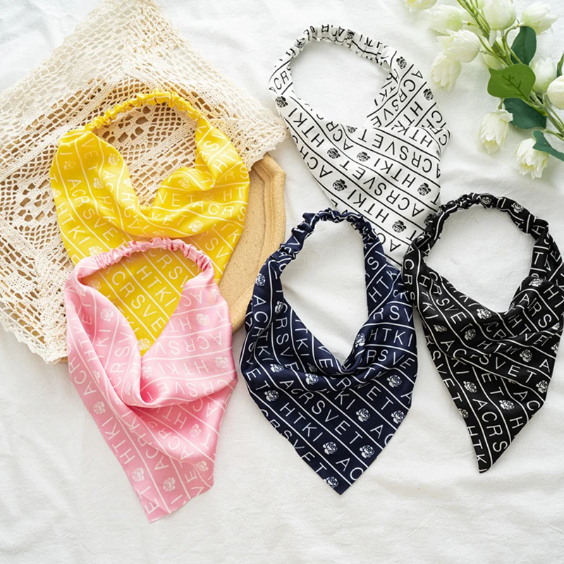 

Letter Printting Hair Scarf Scrunchies Vintage Triangle Bandanas Hairband Headband Elastic Hair Bands Headwrap Hair Accessories