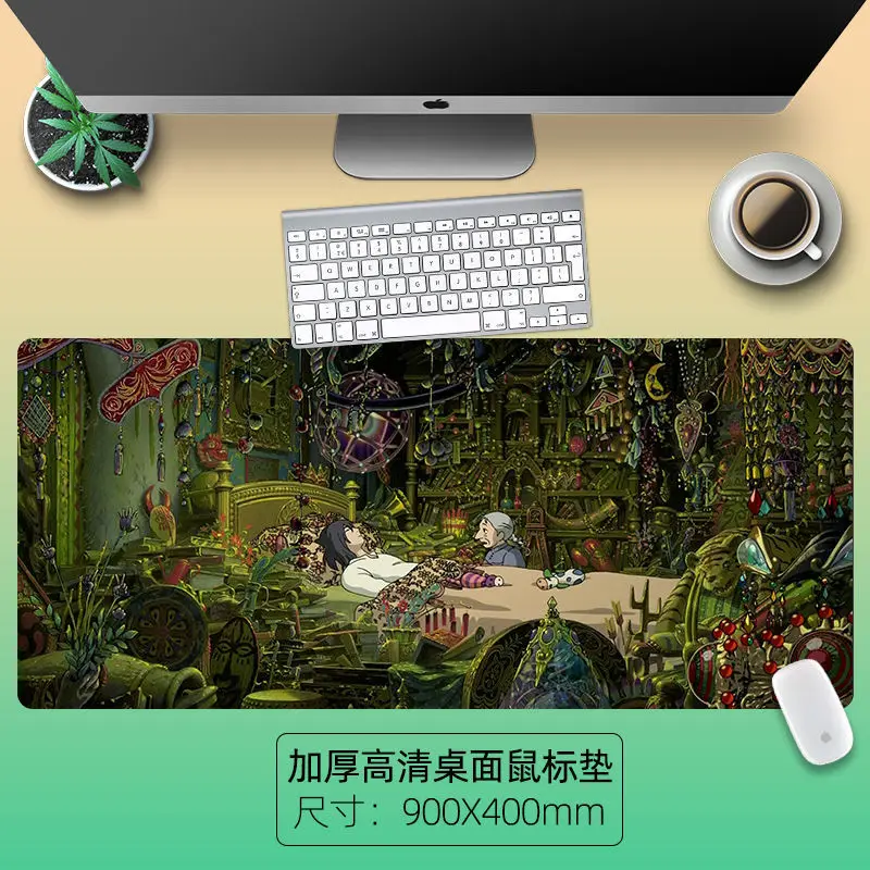 

90x40cm Howl's Moving Castle large kawaii mouse pad HD printing teenage student desk pad mouse pad gamer