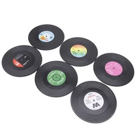 fashion vinyl silicone record retro type drink coasters cup mats 6pcs set p82d