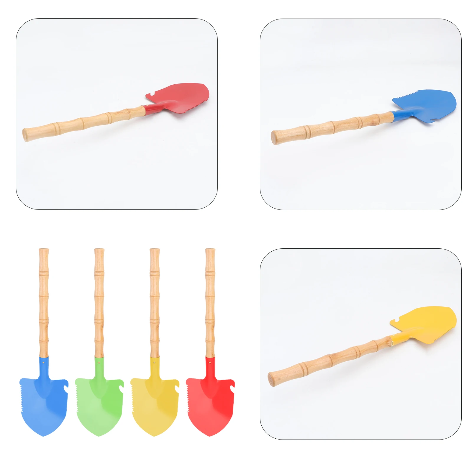 

4Pcs Kids Snow Shovels Iron Sand Shovels with Wood Handle Kid Toy (Random Color)