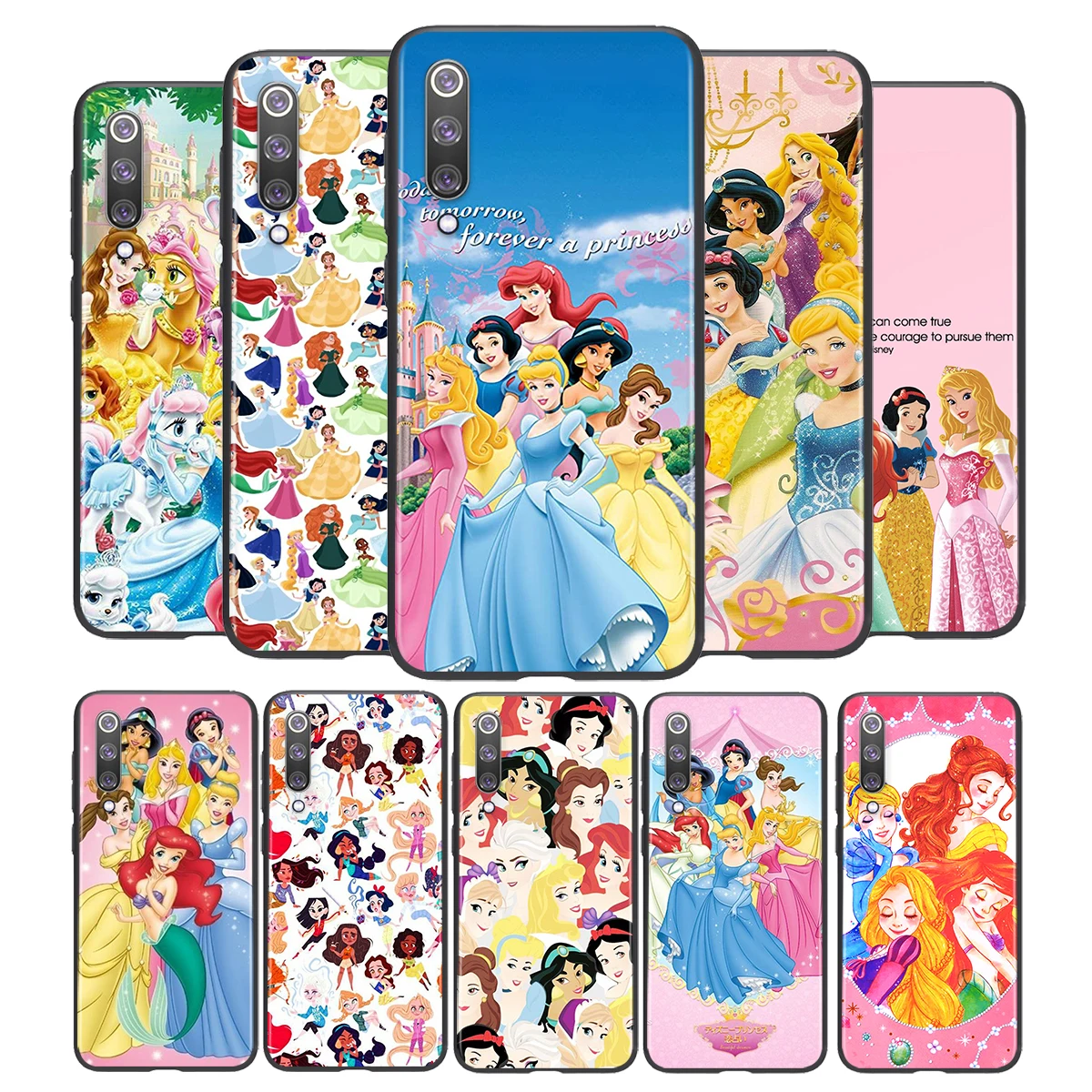 

Disney cute princess Silicone Soft Cover For Xiaomi Mi 11i 11 10T 10i 9T 9 Note 10 Ultra Lite Pro 5G SE Black Phone Case