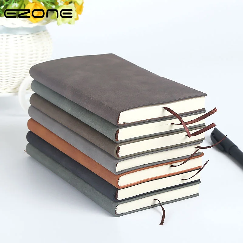 EZONE A5/A6 Leather Cover Notebook Business Notebook Student Office Writing Notebook Diary Line Inner Pages School Office Supply