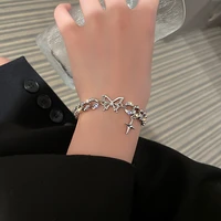 fashion new 2021 cuban chain butterfly cross bracelets for women hip hop rock style chain bracelet party jewelry gifts
