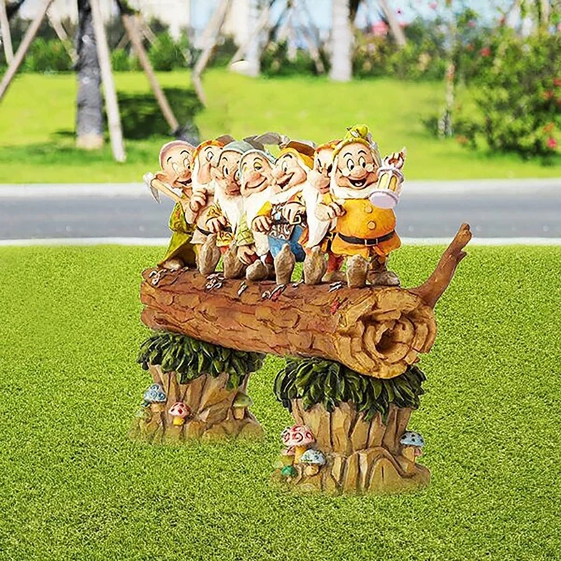 

Seven Dwarf Garden Statue Figurine Trees Gnome Sculpture Resin Ornaments for Home Patio Yard Lawn Porch Decoration