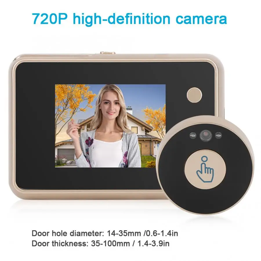 ЖК-дисплей TFT 2 8 дюйма умный дверной глазок ИК-подсветки 720P ночной звонок камера