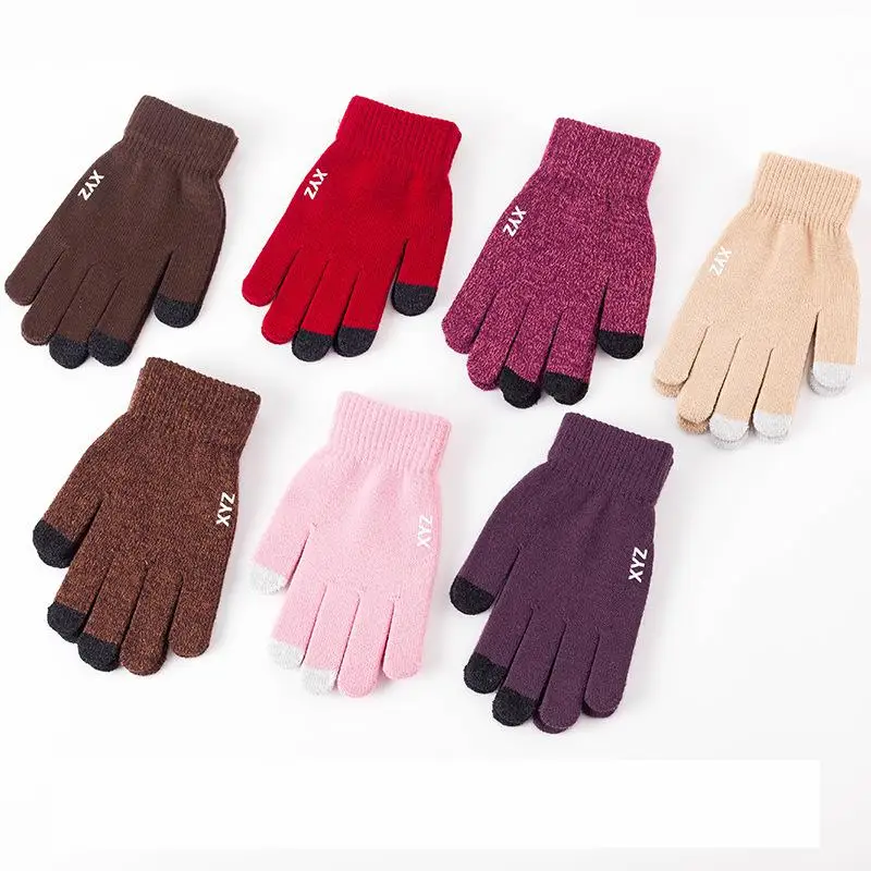 Мужские и женские зимние перчатки из бархатной шерсти теплые Нескользящие