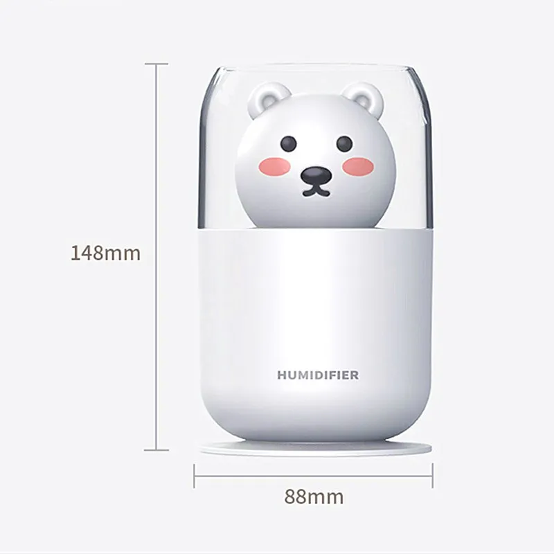 

Cute Bear Car Humidifier Diffuser Mini Portable Humidifier Aroma Diffuser Essential Oils Small USB Humidificador Air Purifier