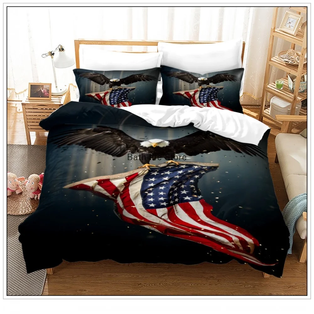 American Flag Eagle Bedding Set Luxury Duvet Cover Soft Bedclothes And Pillowcase Queen Size 2/3pcs Bed Sets Home Textile | Дом и сад
