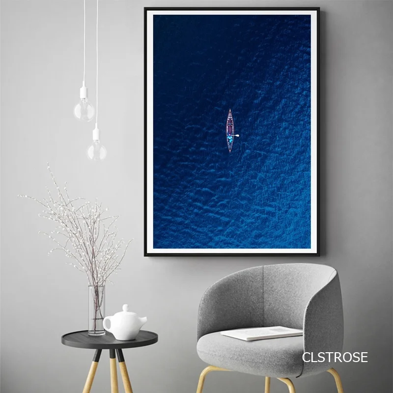 

Nordic Modern Contracted Style Tranquil Dark Blue Sea Canvas Pictures Posters For Living Room Bedroom Decor Painting Unframed