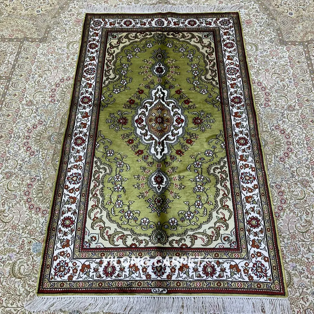 Yilong 3 'x 5' персидский шелковый коврик ручной работы зеленый ковер (HF362AB) | Дом и