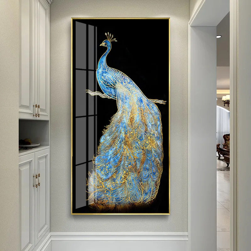 

Fancy Peacocks standing on the branch cage Modern Decorative Pictures Paintings wall art for porch Living Room office decor